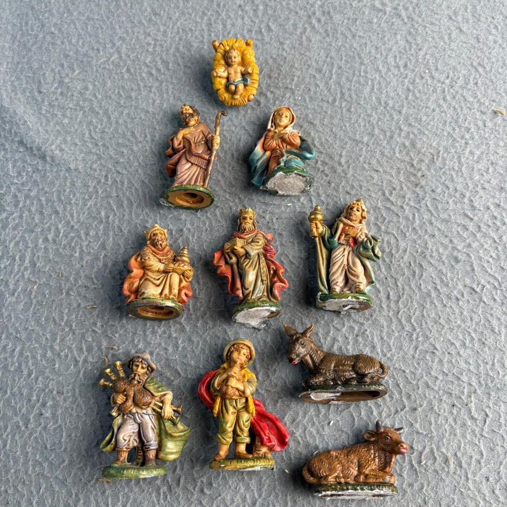 Vintage Fontanini Nativity Set 10 Piece Italy Polymer Figures Holy Family Kings - Picture 11 of 11